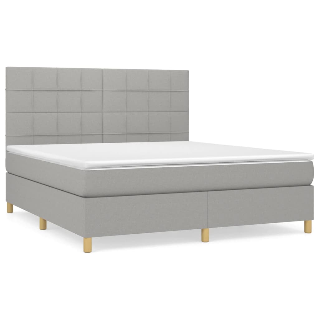 Boxspring met matras stof lichtgrijs 180x200 cm is nu te koop bij PeponiXL, paradijselijk wonen!
