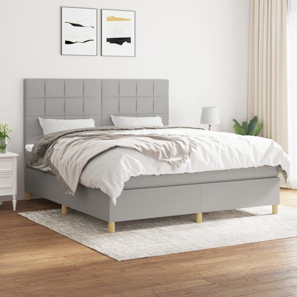 Boxspring met matras stof lichtgrijs 180x200 cm is nu te koop bij PeponiXL, paradijselijk wonen!