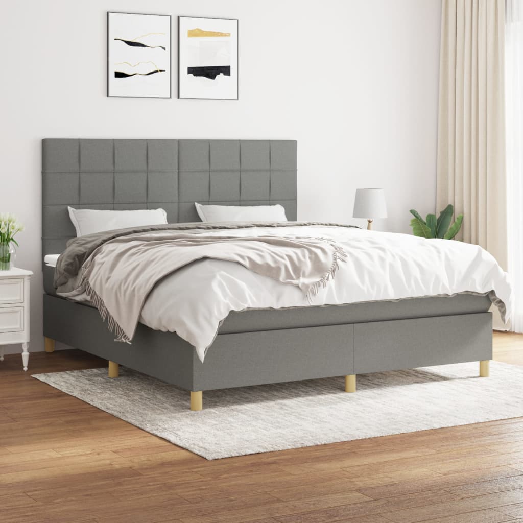 Boxspring met matras stof donkergrijs 180x200 cm is nu te koop bij PeponiXL, paradijselijk wonen!