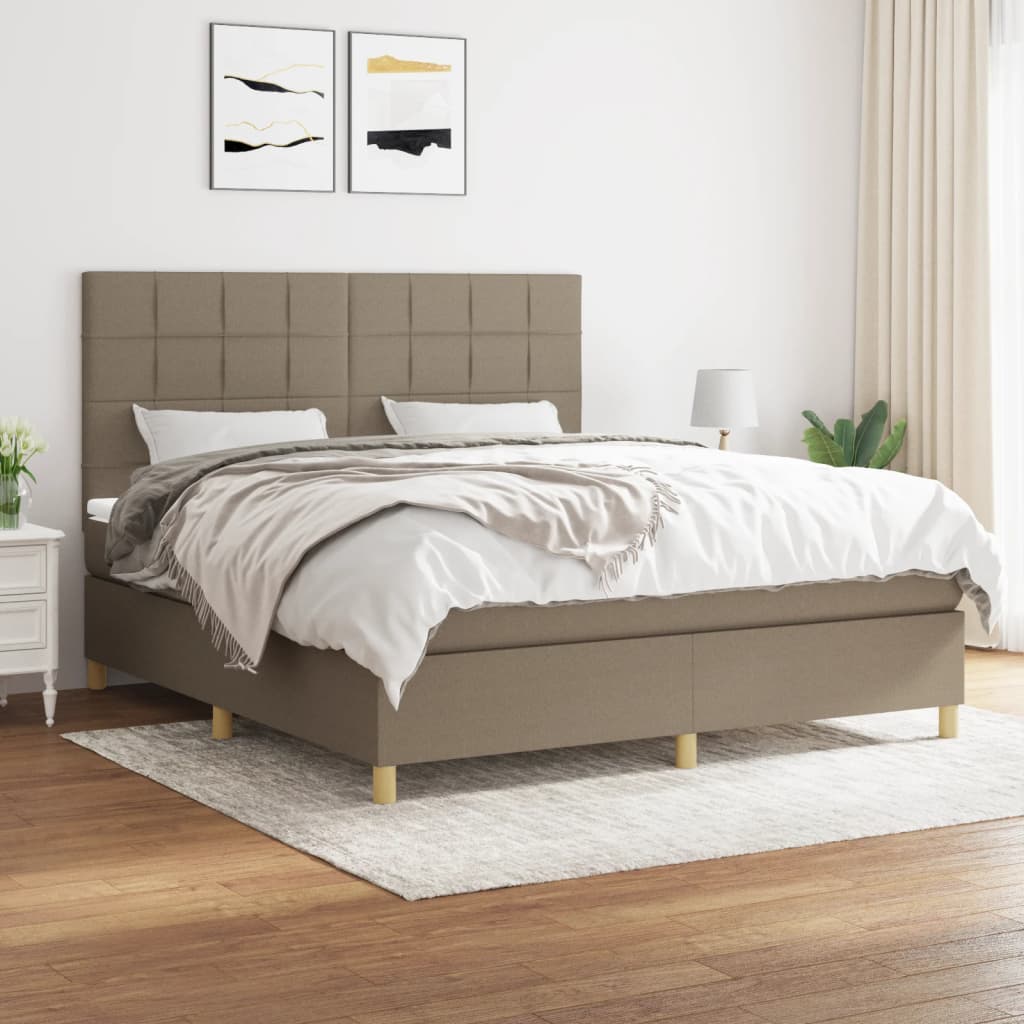 Boxspring met matras stof taupe 180x200 cm is nu te koop bij PeponiXL, paradijselijk wonen!
