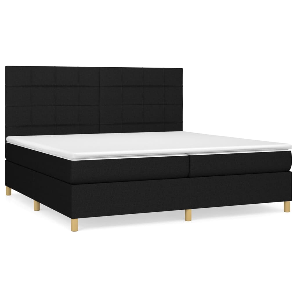Boxspring met matras stof zwart 200x200 cm is nu te koop bij PeponiXL, paradijselijk wonen!