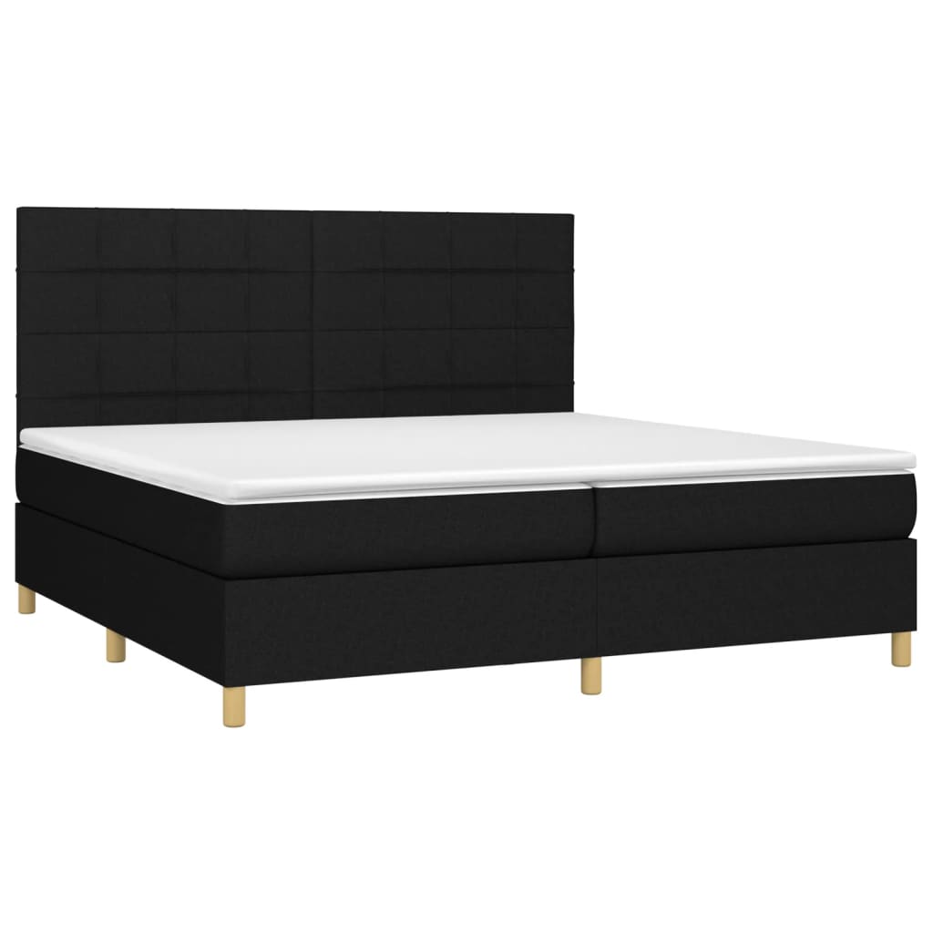 Boxspring met matras stof zwart 200x200 cm is nu te koop bij PeponiXL, paradijselijk wonen!