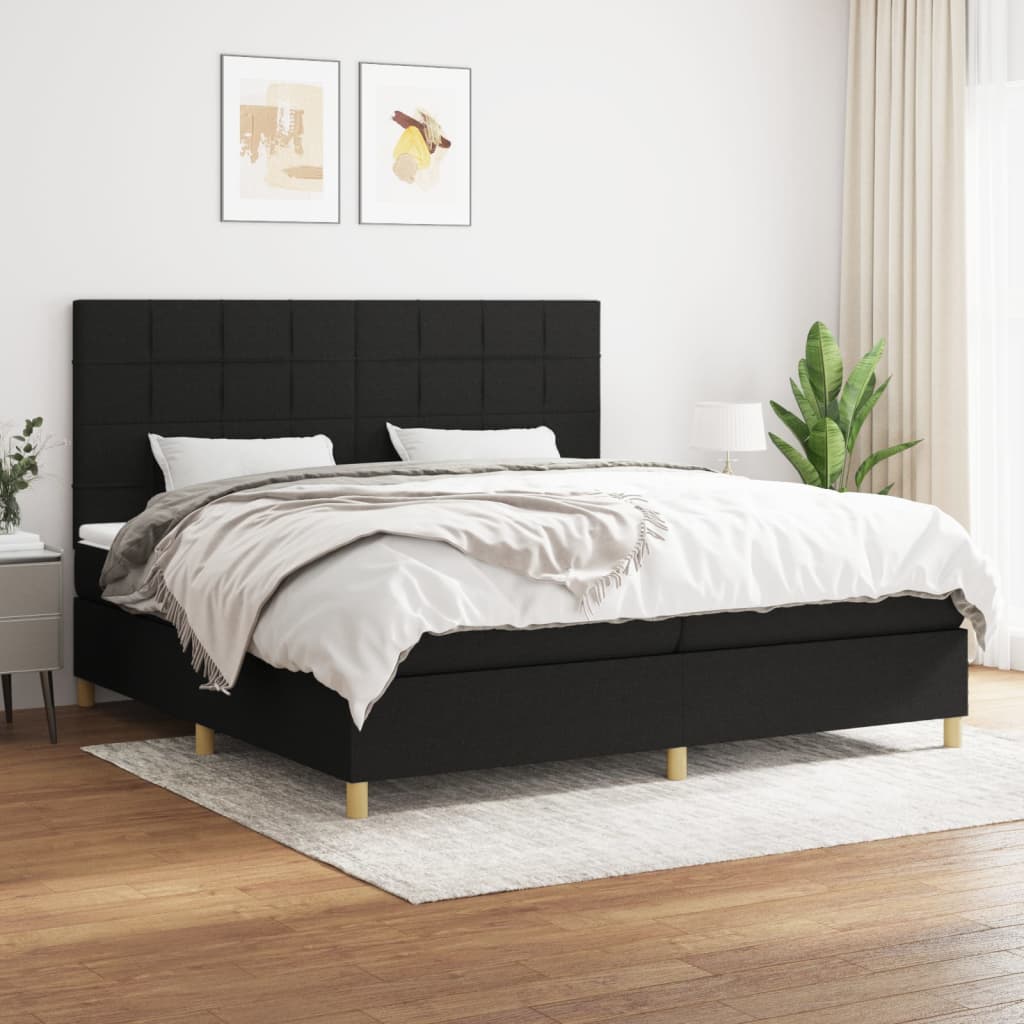 Boxspring met matras stof zwart 200x200 cm is nu te koop bij PeponiXL, paradijselijk wonen!