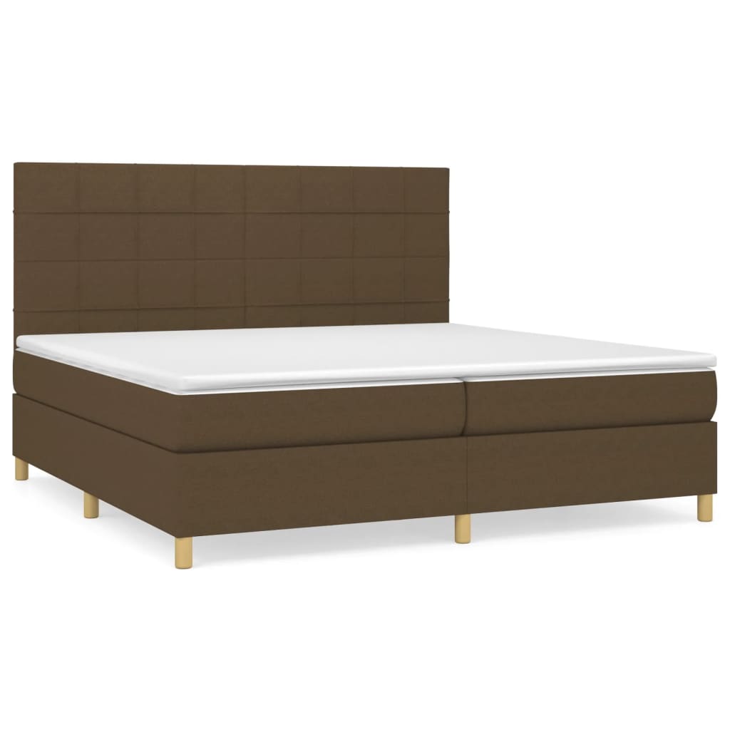 Boxspring met matras stof donkerbruin 200x200 cm is nu te koop bij PeponiXL, paradijselijk wonen!
