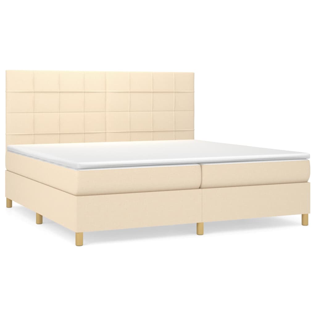 Boxspring met matras stof crèmekleurig 200x200 cm is nu te koop bij PeponiXL, paradijselijk wonen!