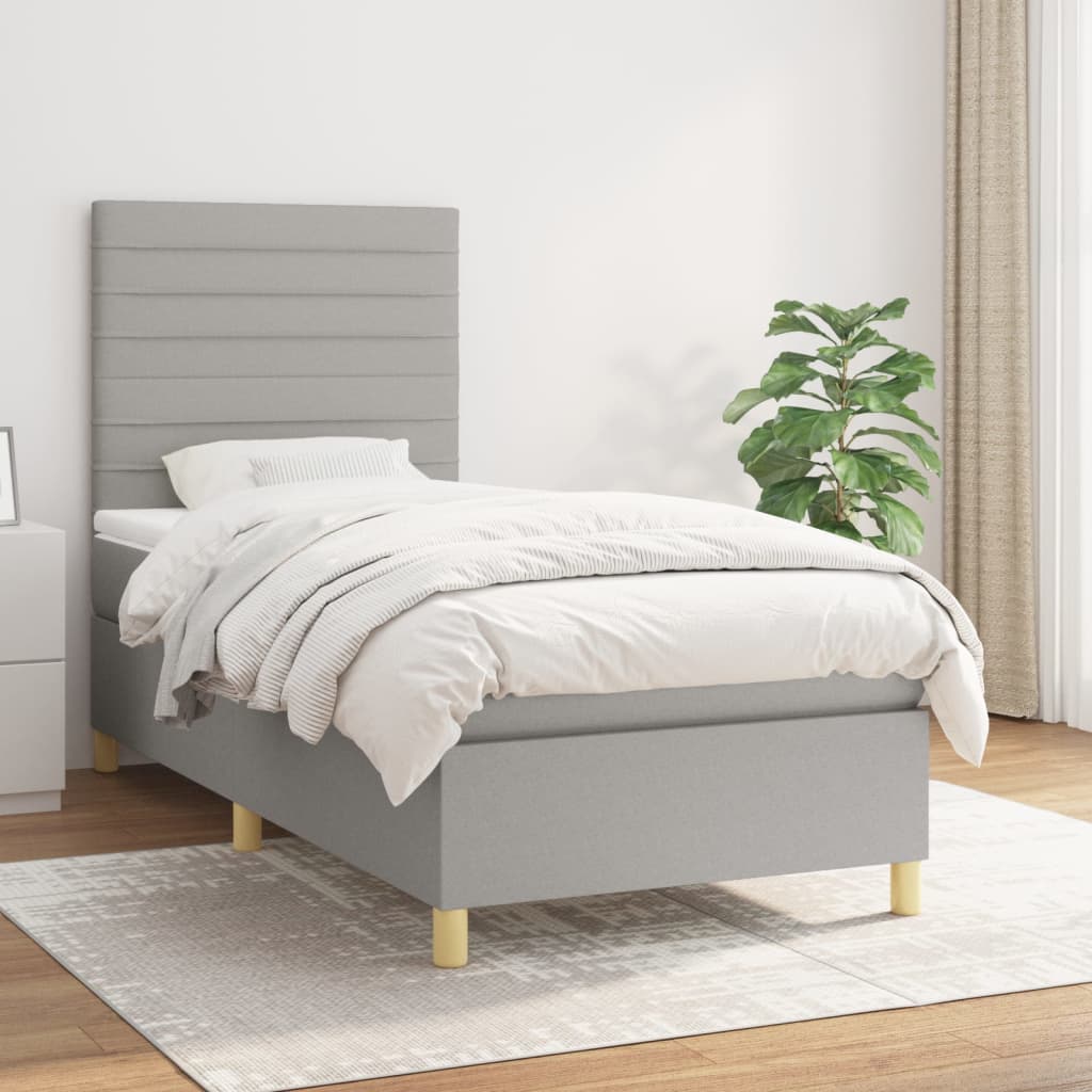 Boxspring met matras stof lichtgrijs 80x200 cm is nu te koop bij PeponiXL, paradijselijk wonen!