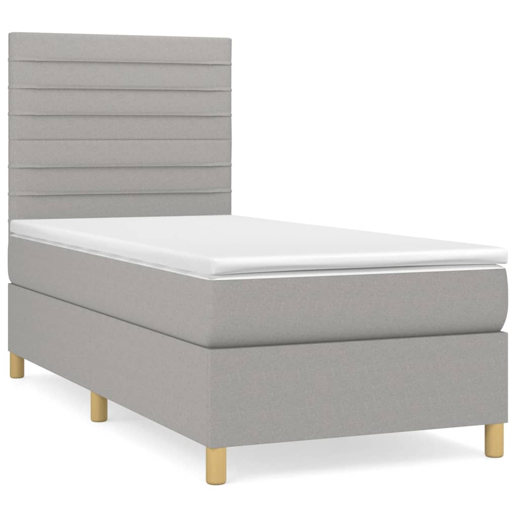 Boxspring met matras stof lichtgrijs 100x200 cm is nu te koop bij PeponiXL, paradijselijk wonen!
