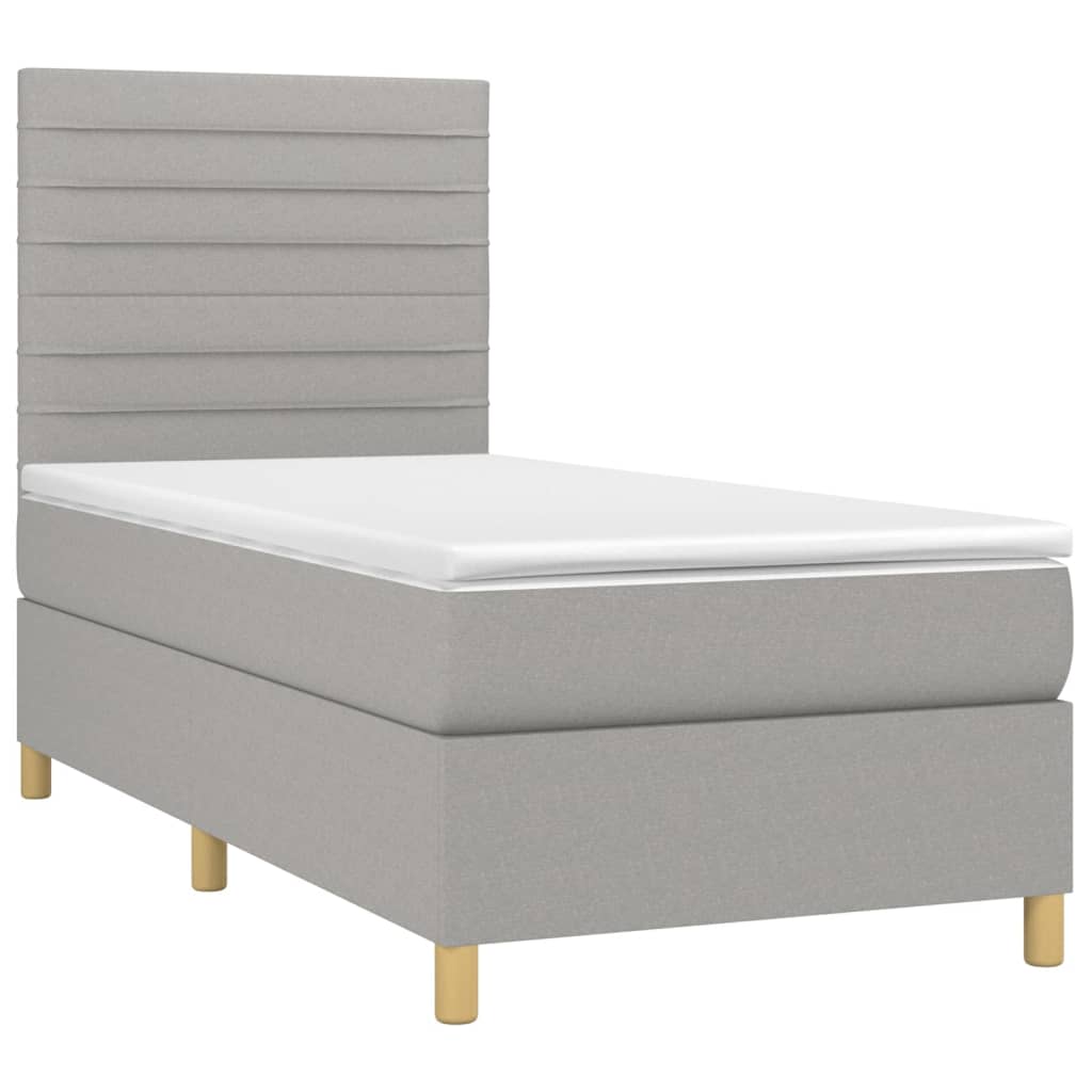 Boxspring met matras stof lichtgrijs 100x200 cm is nu te koop bij PeponiXL, paradijselijk wonen!