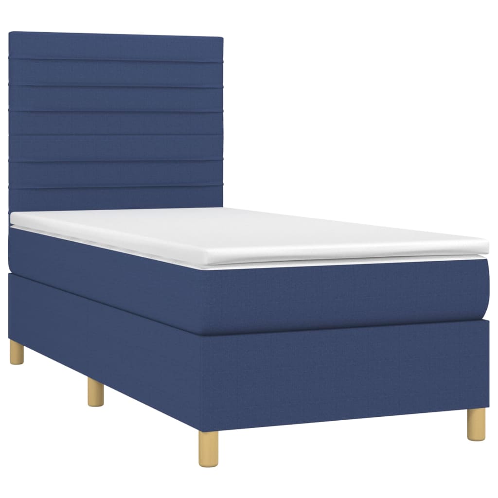 Boxspring met matras stof blauw 100x200 cm is nu te koop bij PeponiXL, paradijselijk wonen!
