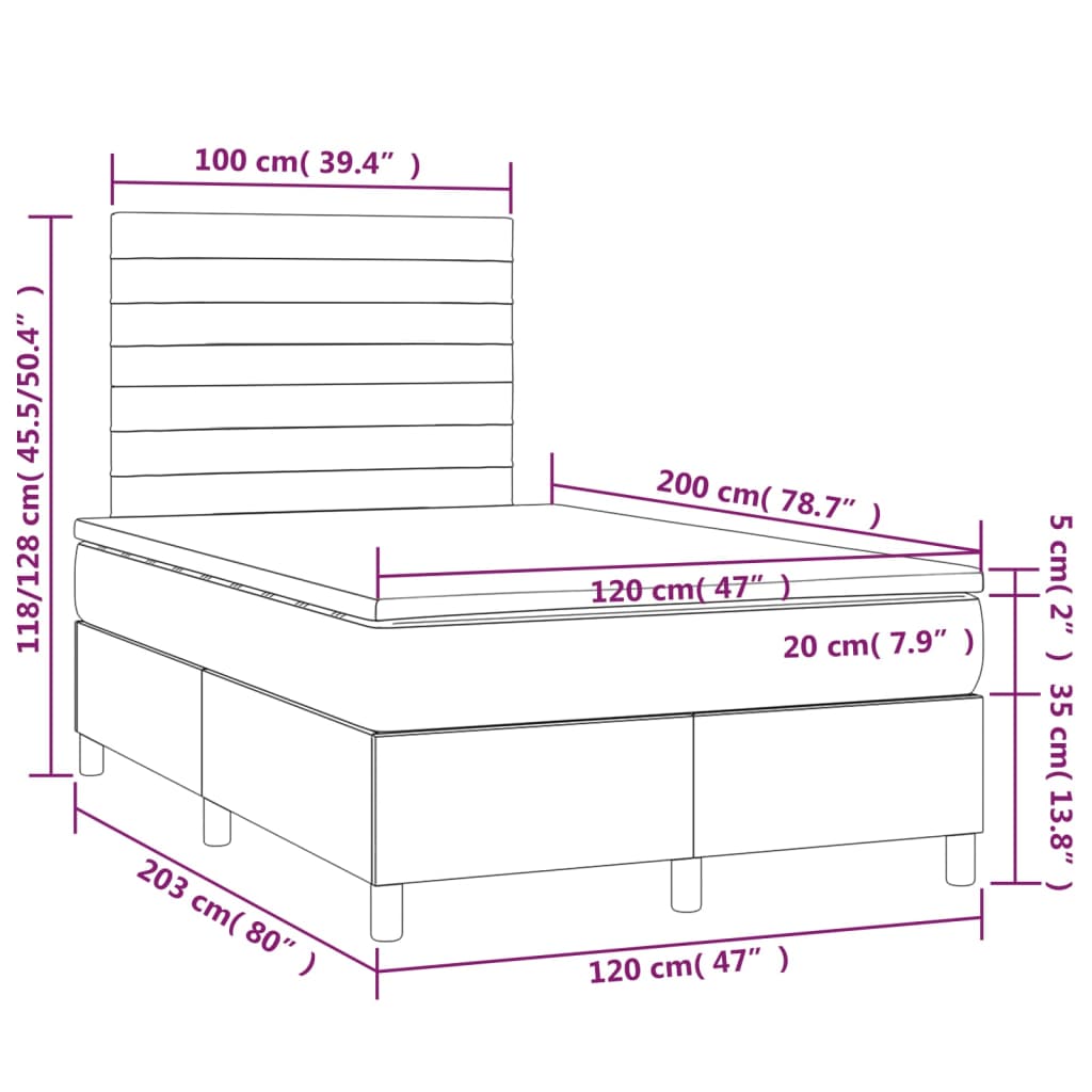 Boxspring met matras stof donkergrijs 120x200 cm is nu te koop bij PeponiXL, paradijselijk wonen!