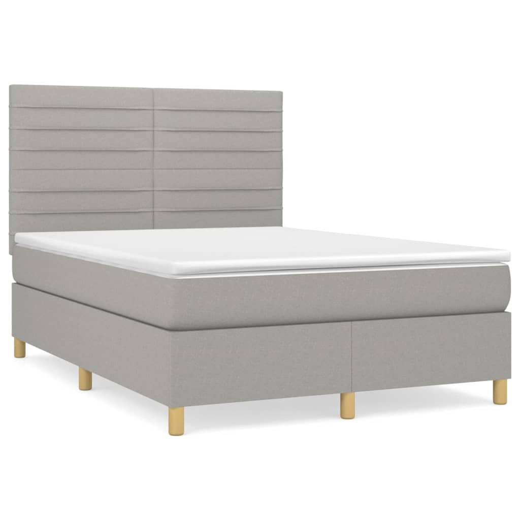 Boxspring met matras stof lichtgrijs 140x200 cm is nu te koop bij PeponiXL, paradijselijk wonen!