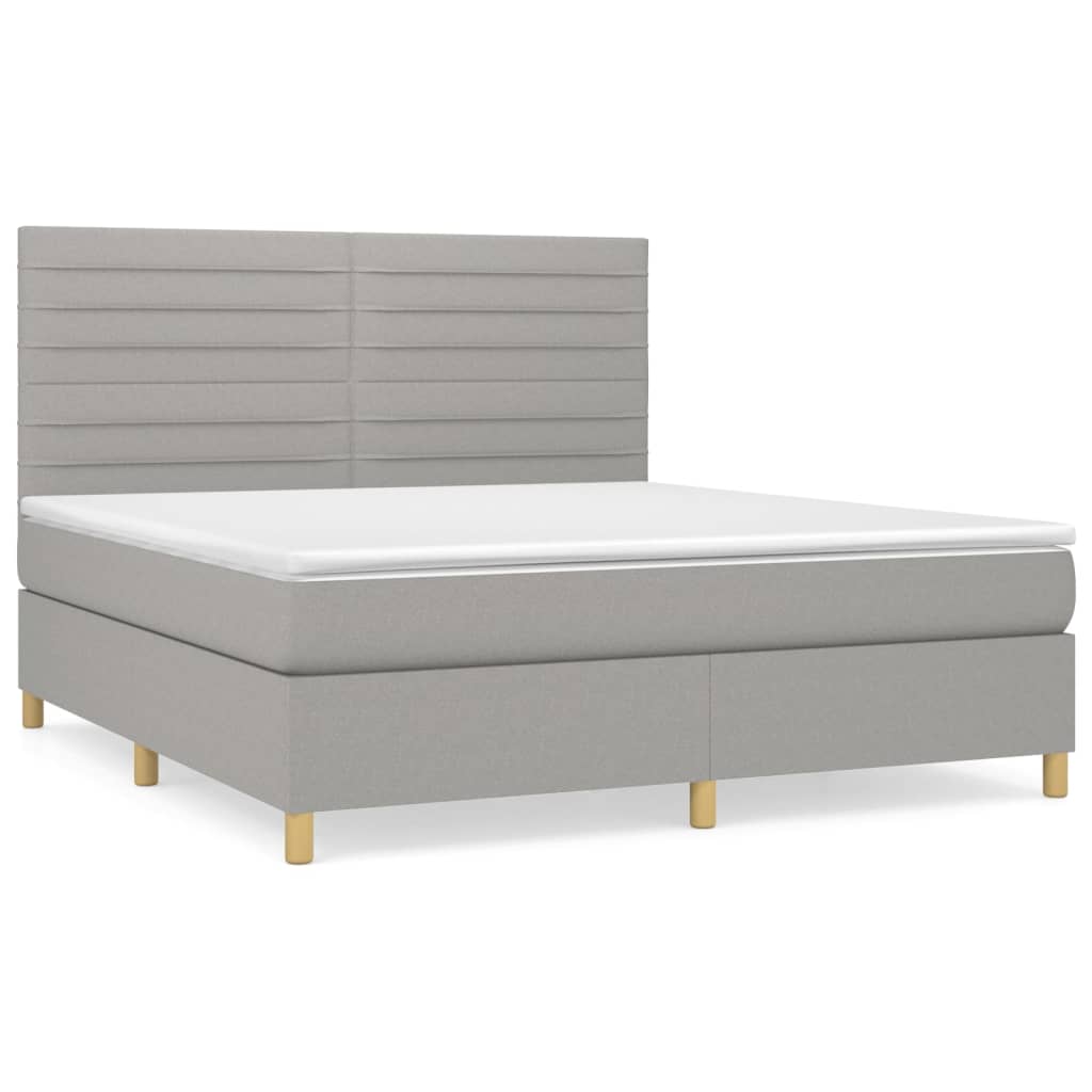Boxspring met matras stof lichtgrijs 160x200 cm is nu te koop bij PeponiXL, paradijselijk wonen!