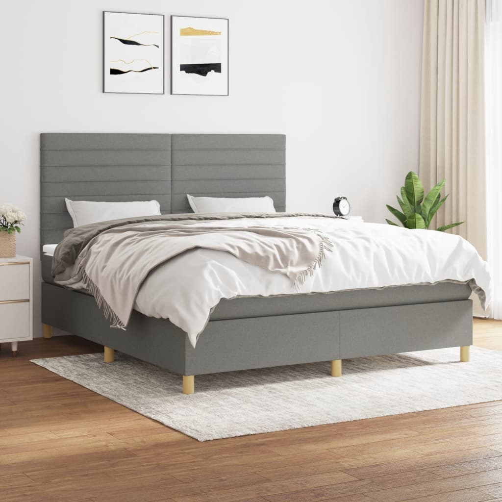 Boxspring met matras stof donkergrijs 160x200 cm is nu te koop bij PeponiXL, paradijselijk wonen!