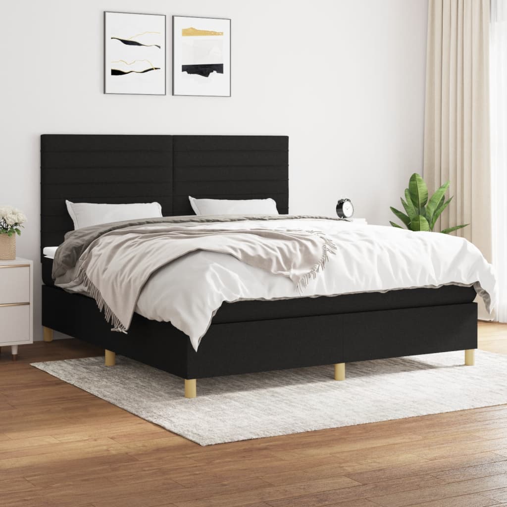 Boxspring met matras stof zwart 160x200 cm is nu te koop bij PeponiXL, paradijselijk wonen!