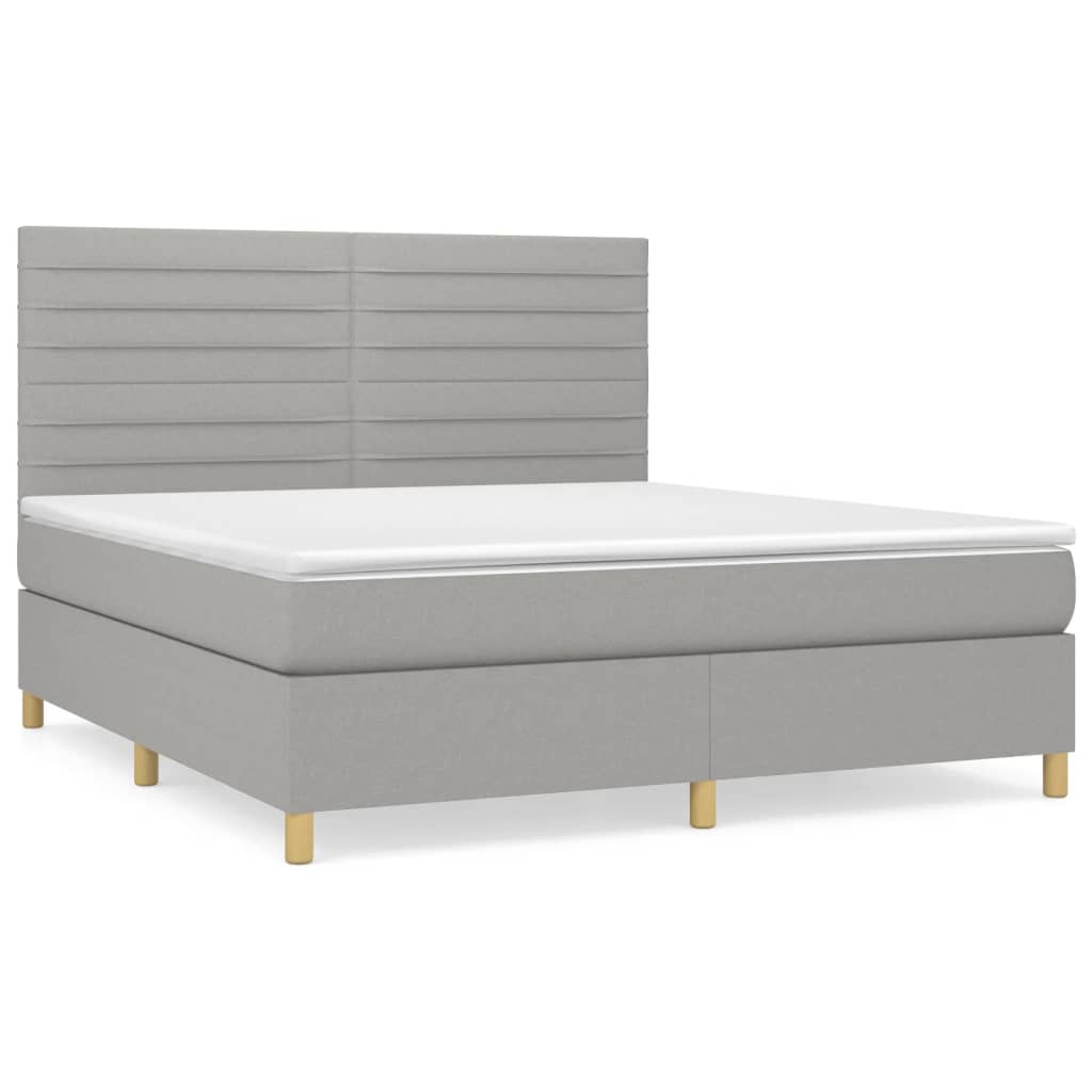 Boxspring met matras stof lichtgrijs 180x200 cm is nu te koop bij PeponiXL, paradijselijk wonen!
