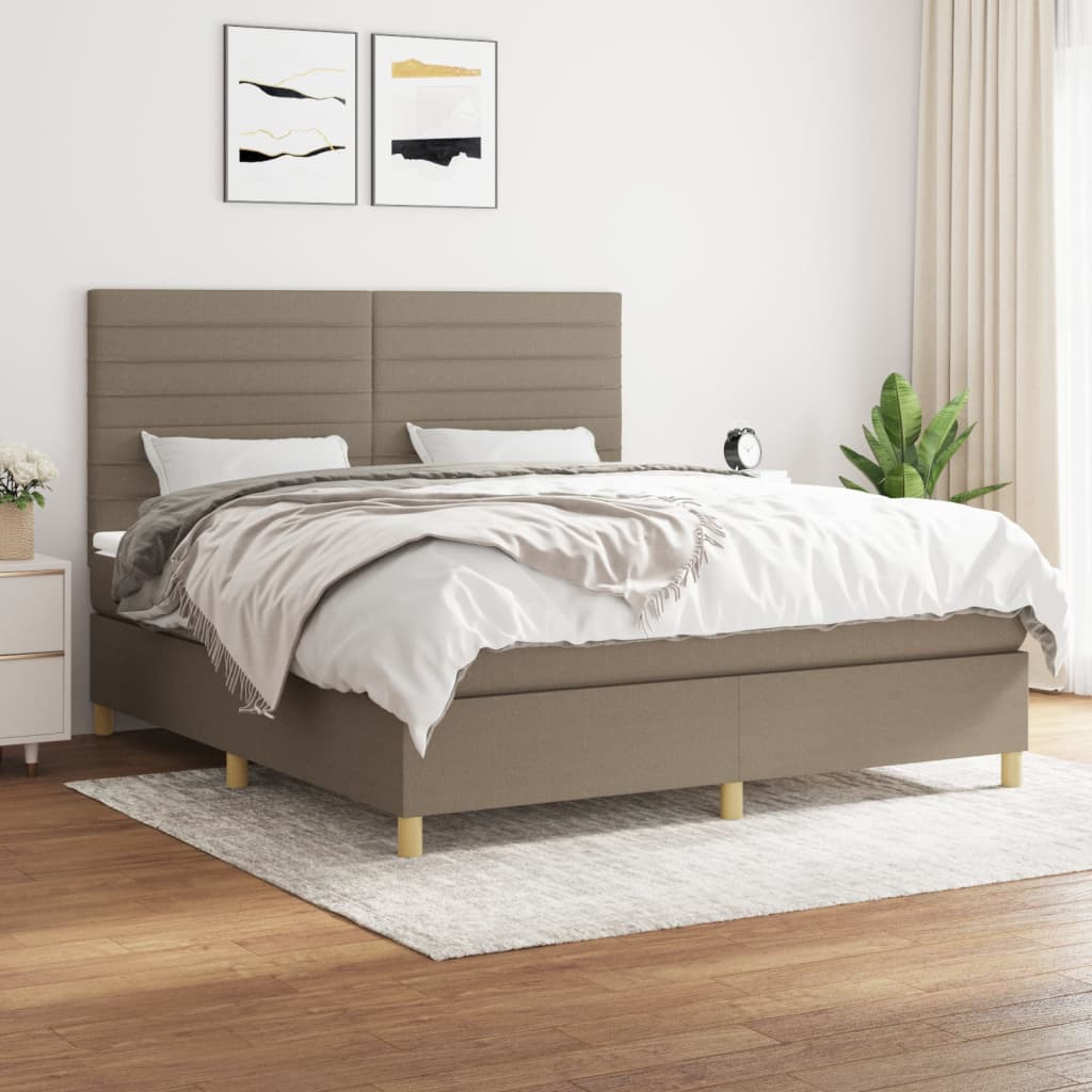Boxspring met matras stof taupe 180x200 cm is nu te koop bij PeponiXL, paradijselijk wonen!