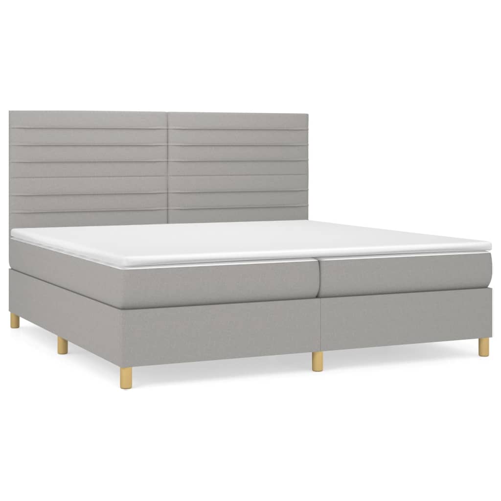 Boxspring met matras stof lichtgrijs 200x200 cm is nu te koop bij PeponiXL, paradijselijk wonen!