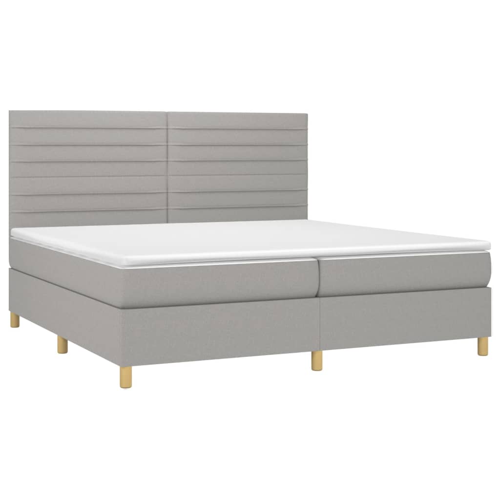 Boxspring met matras stof lichtgrijs 200x200 cm is nu te koop bij PeponiXL, paradijselijk wonen!