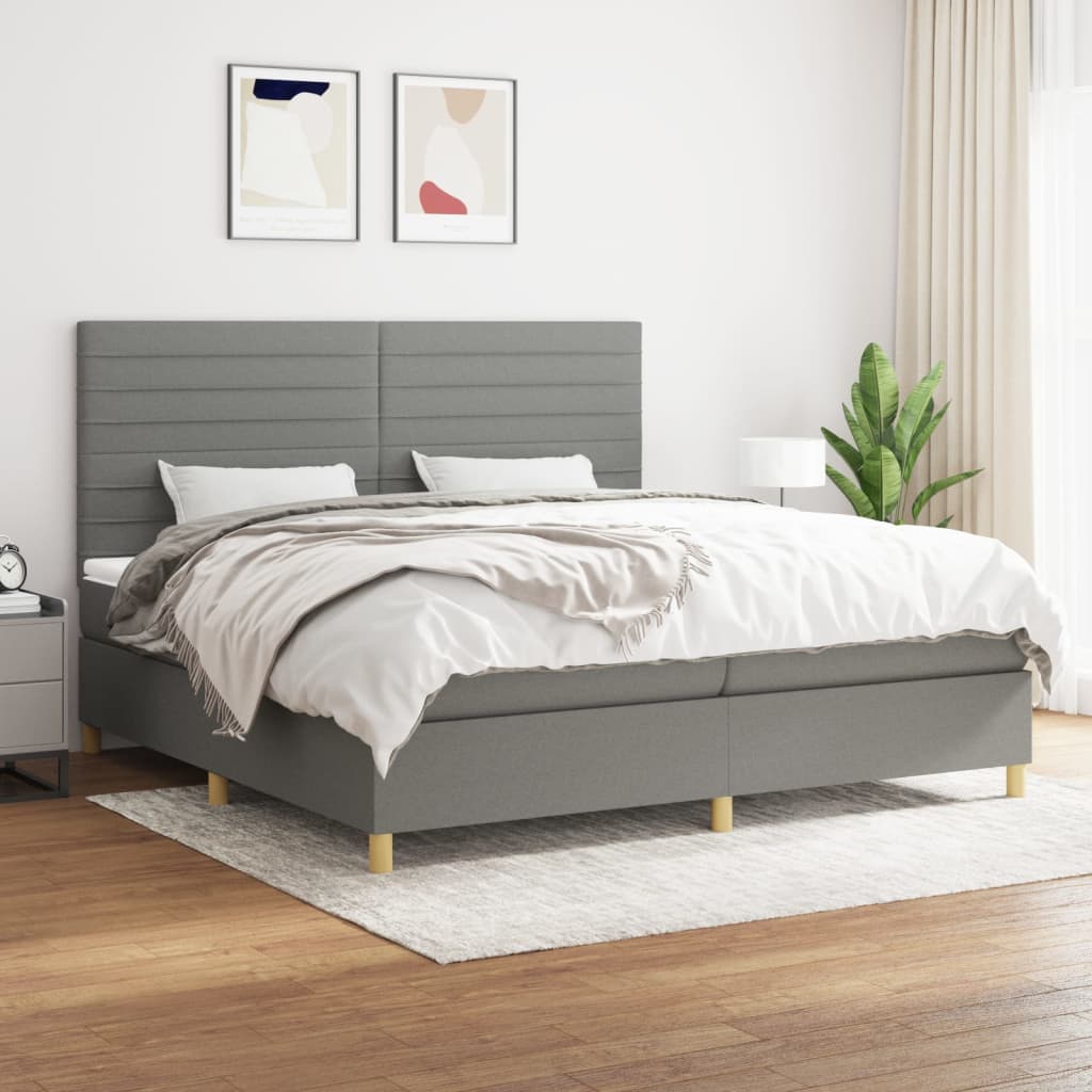 Boxspring met matras stof donkergrijs 200x200 cm is nu te koop bij PeponiXL, paradijselijk wonen!