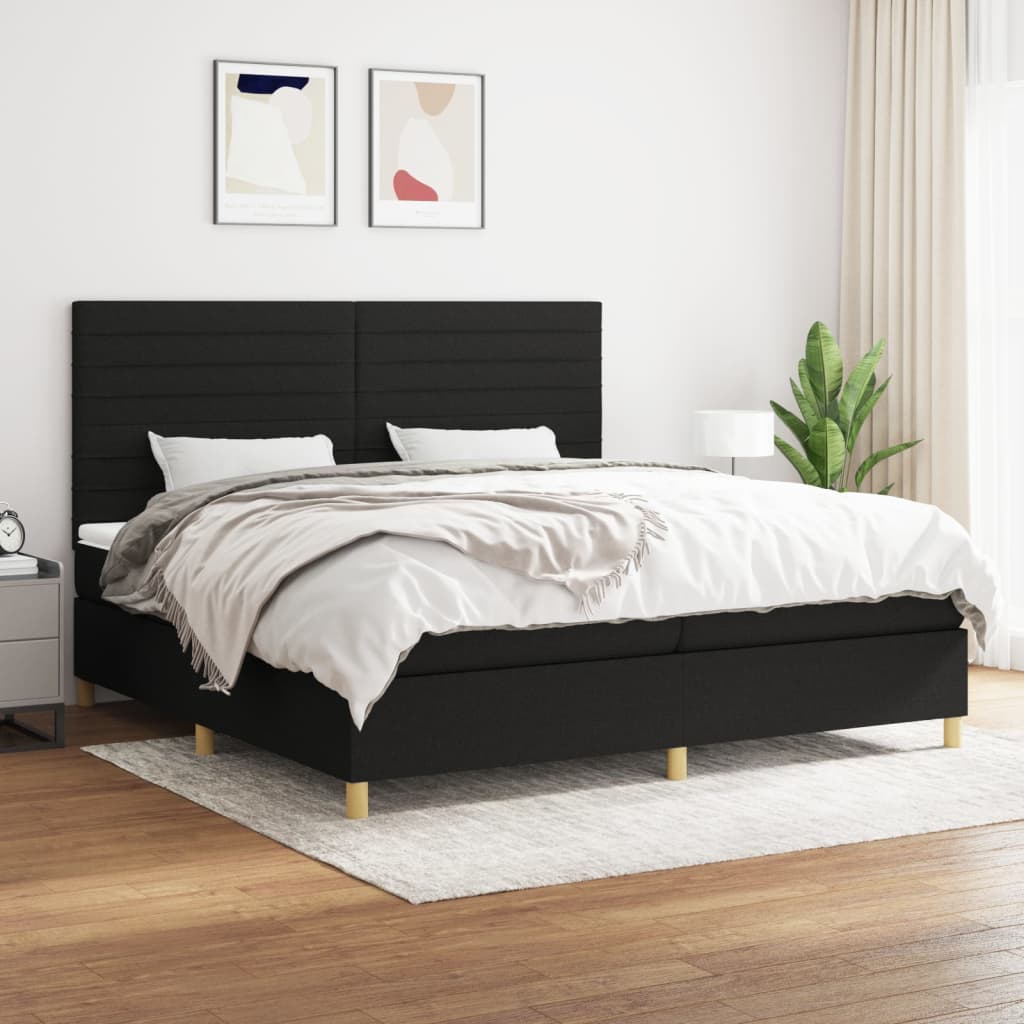 Boxspring met matras stof zwart 200x200 cm is nu te koop bij PeponiXL, paradijselijk wonen!