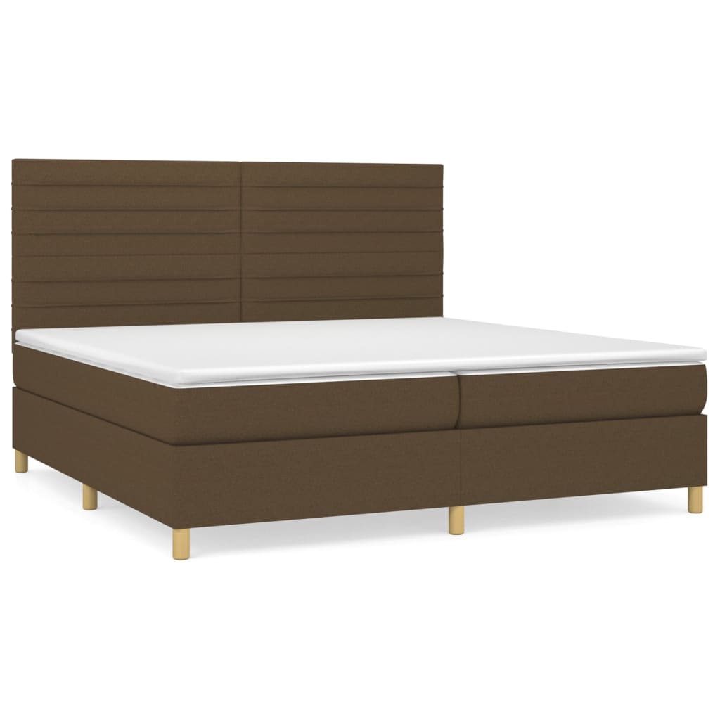 Boxspring met matras stof donkerbruin 200x200 cm is nu te koop bij PeponiXL, paradijselijk wonen!
