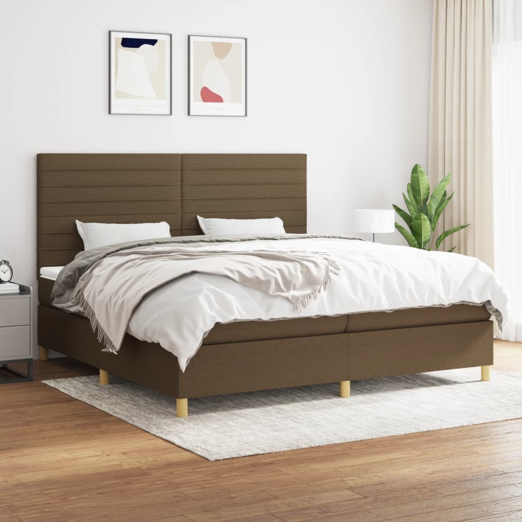 Boxspring met matras stof donkerbruin 200x200 cm is nu te koop bij PeponiXL, paradijselijk wonen!