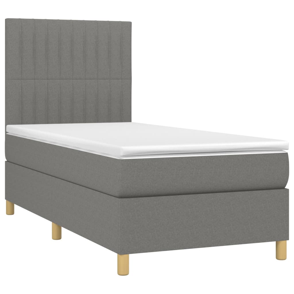 Boxspring met matras stof donkergrijs 80x200 cm is nu te koop bij PeponiXL, paradijselijk wonen!