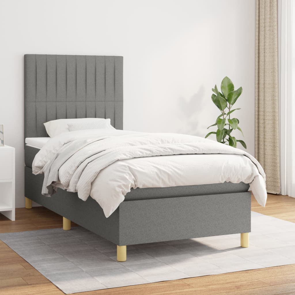 Boxspring met matras stof donkergrijs 80x200 cm is nu te koop bij PeponiXL, paradijselijk wonen!