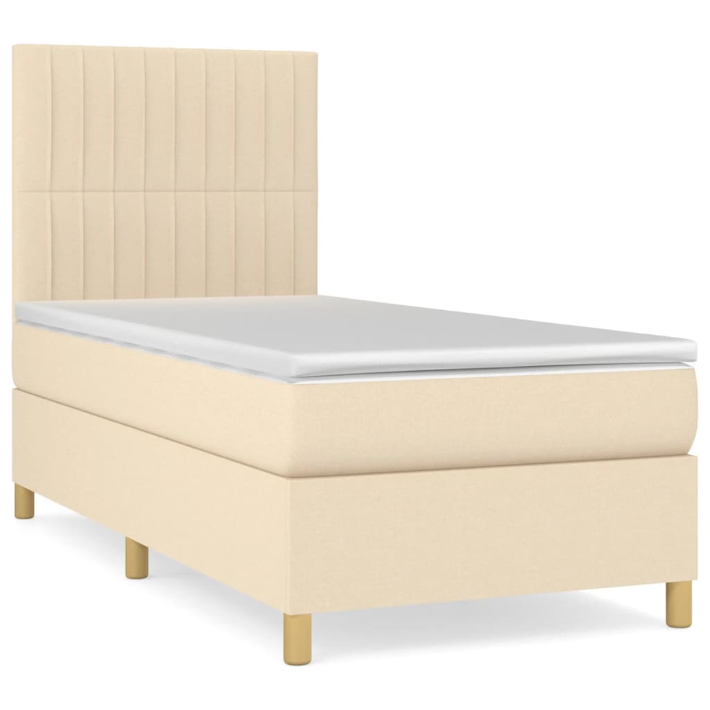 Boxspring met matras stof crèmekleurig 90x190 cm is nu te koop bij PeponiXL, paradijselijk wonen!