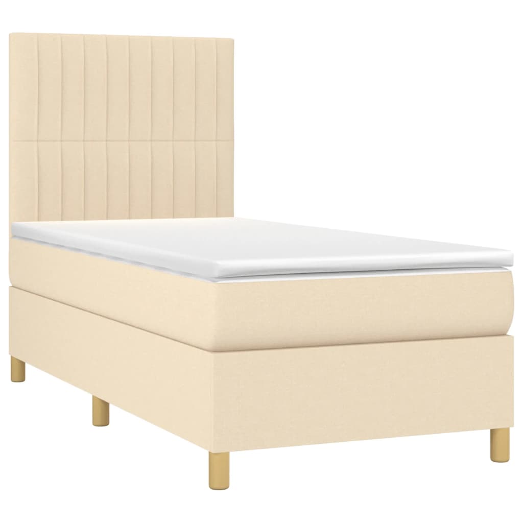 Boxspring met matras stof crèmekleurig 90x190 cm is nu te koop bij PeponiXL, paradijselijk wonen!