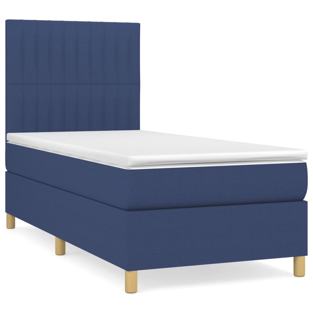 Boxspring met matras stof blauw 90x190 cm is nu te koop bij PeponiXL, paradijselijk wonen!