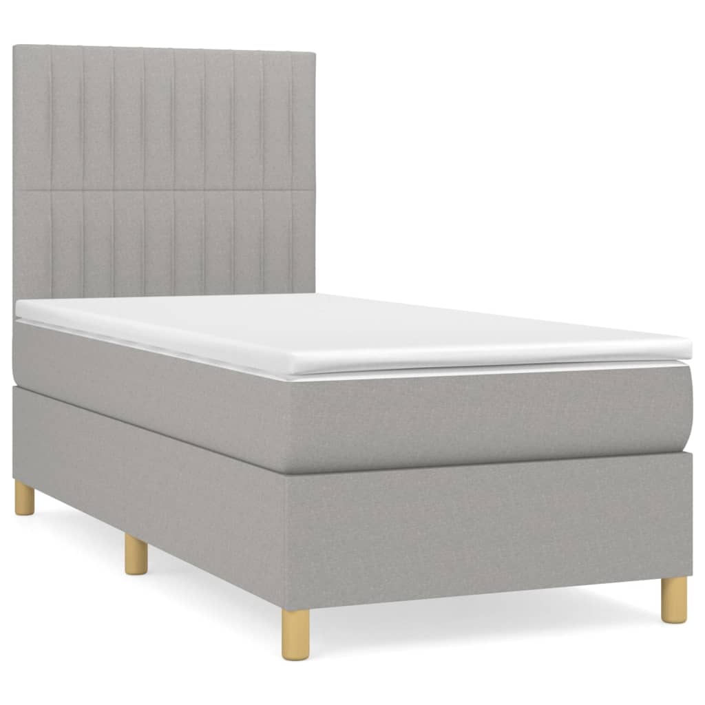 Boxspring met matras stof lichtgrijs 90x200 cm is nu te koop bij PeponiXL, paradijselijk wonen!