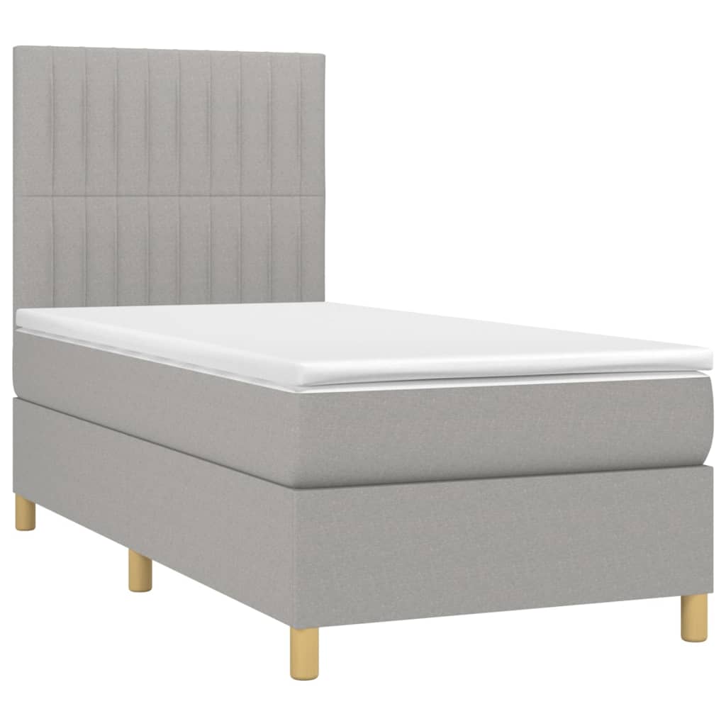 Boxspring met matras stof lichtgrijs 90x200 cm is nu te koop bij PeponiXL, paradijselijk wonen!