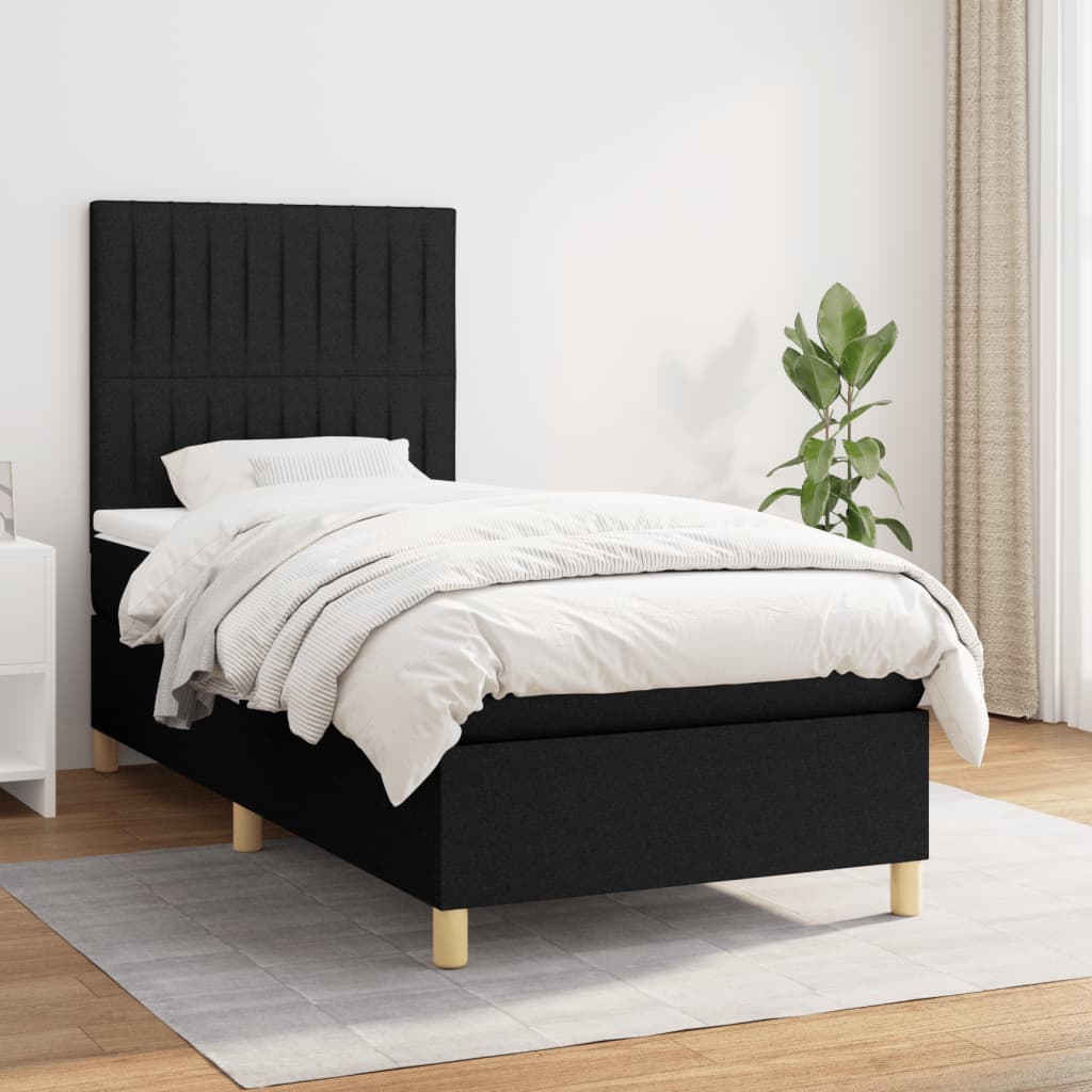Boxspring met matras stof zwart 90x200 cm is nu te koop bij PeponiXL, paradijselijk wonen!