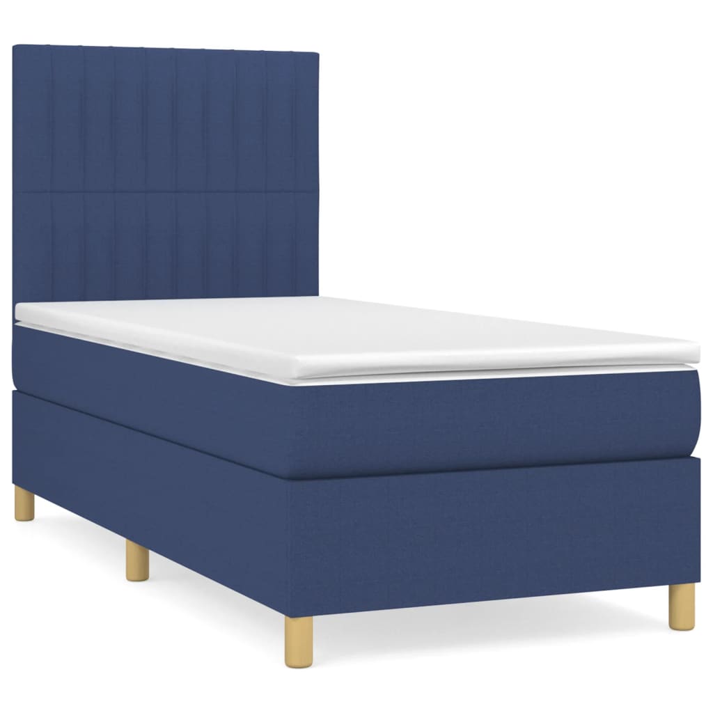 Boxspring met matras stof blauw 90x200 cm is nu te koop bij PeponiXL, paradijselijk wonen!