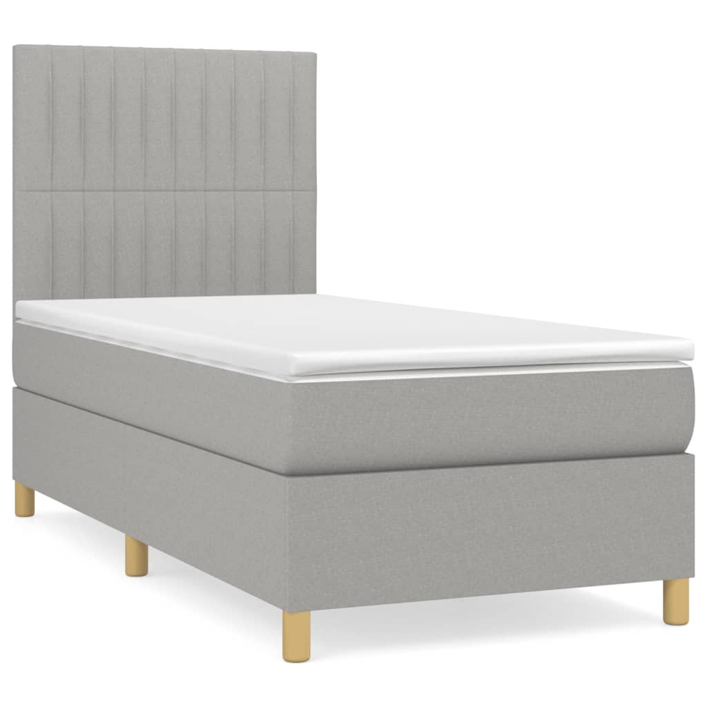 Boxspring met matras stof lichtgrijs 100x200 cm is nu te koop bij PeponiXL, paradijselijk wonen!