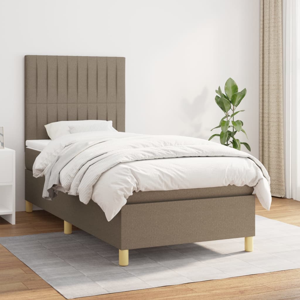 Boxspring met matras stof taupe 100x200 cm is nu te koop bij PeponiXL, paradijselijk wonen!