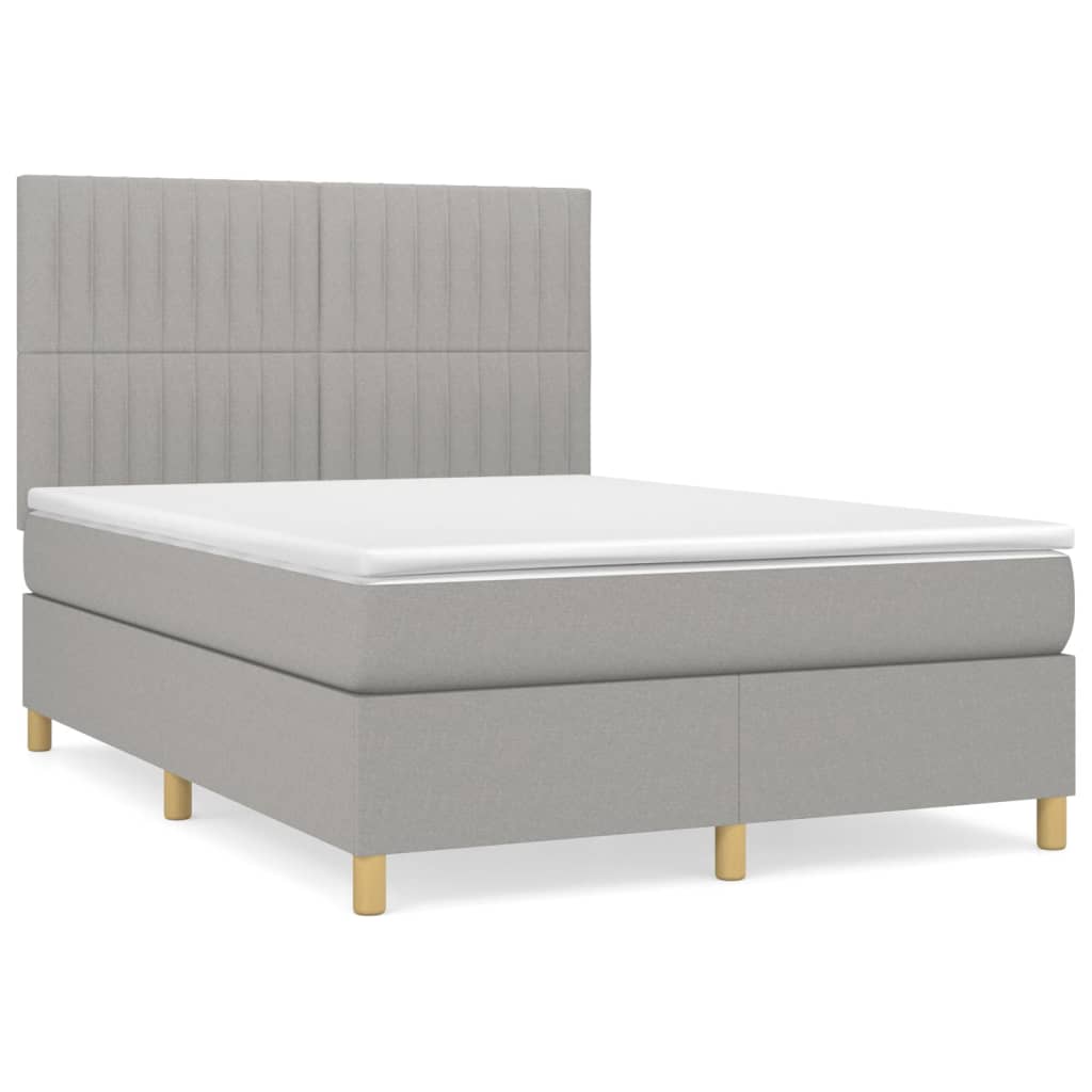 Boxspring met matras stof lichtgrijs 140x190 cm is nu te koop bij PeponiXL, paradijselijk wonen!