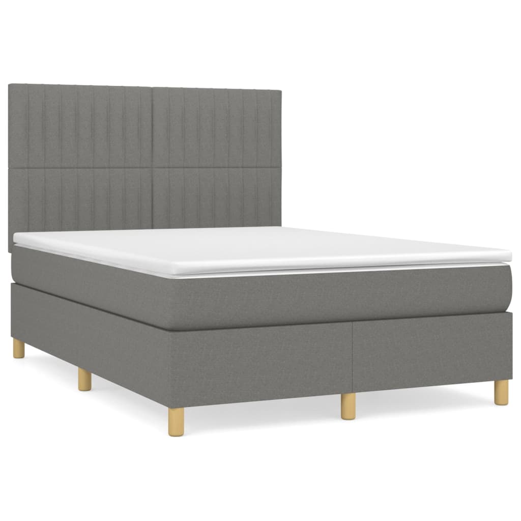 Boxspring met matras stof donkergrijs 140x190 cm is nu te koop bij PeponiXL, paradijselijk wonen!