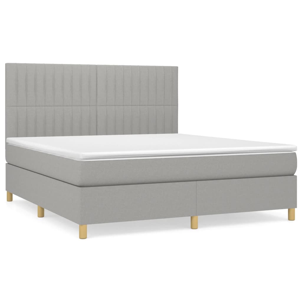 Boxspring met matras stof lichtgrijs 160x200 cm is nu te koop bij PeponiXL, paradijselijk wonen!