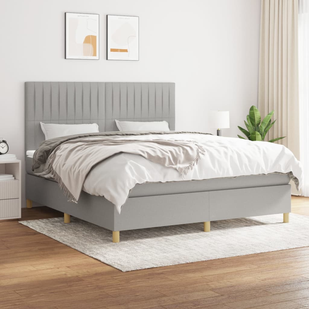 Boxspring met matras stof lichtgrijs 160x200 cm is nu te koop bij PeponiXL, paradijselijk wonen!