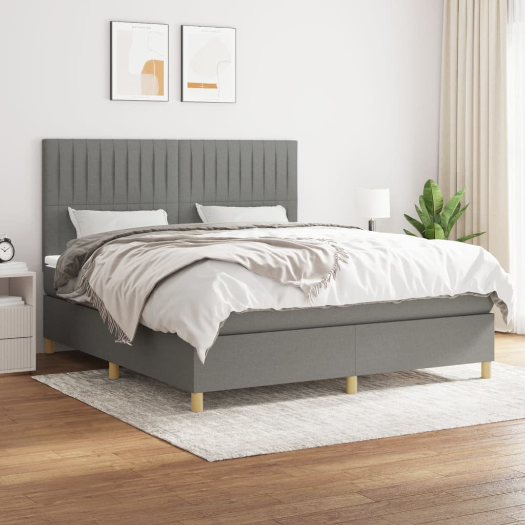 Boxspring met matras stof donkergrijs 160x200 cm is nu te koop bij PeponiXL, paradijselijk wonen!