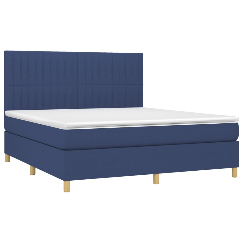 Boxspring met matras stof blauw 160x200 cm is nu te koop bij PeponiXL, paradijselijk wonen!