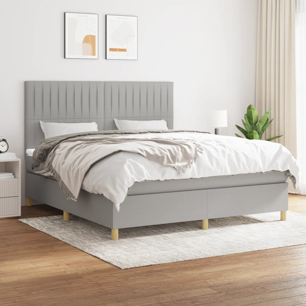 Boxspring met matras stof lichtgrijs 180x200 cm is nu te koop bij PeponiXL, paradijselijk wonen!