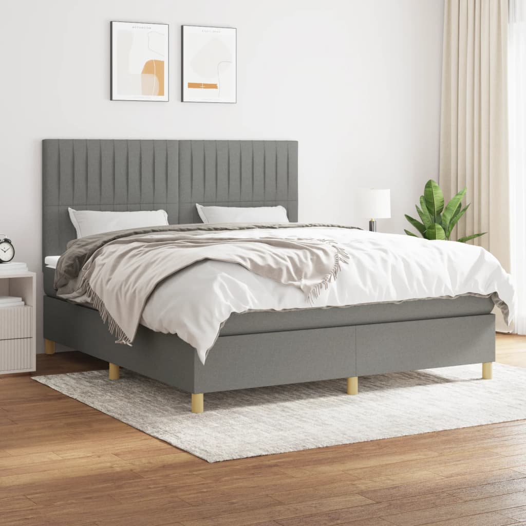 Boxspring met matras stof donkergrijs 180x200 cm is nu te koop bij PeponiXL, paradijselijk wonen!
