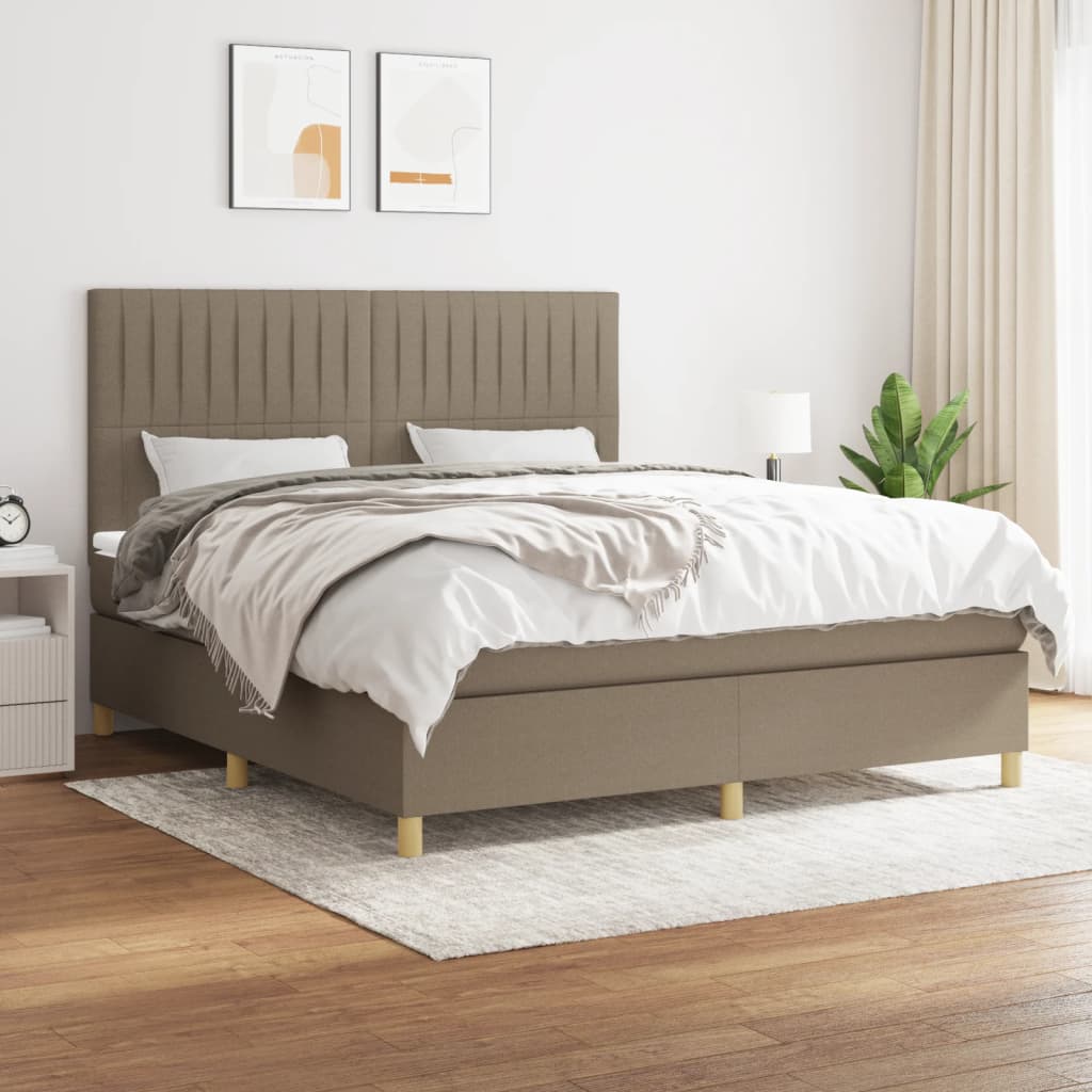 Boxspring met matras stof taupe 180x200 cm is nu te koop bij PeponiXL, paradijselijk wonen!