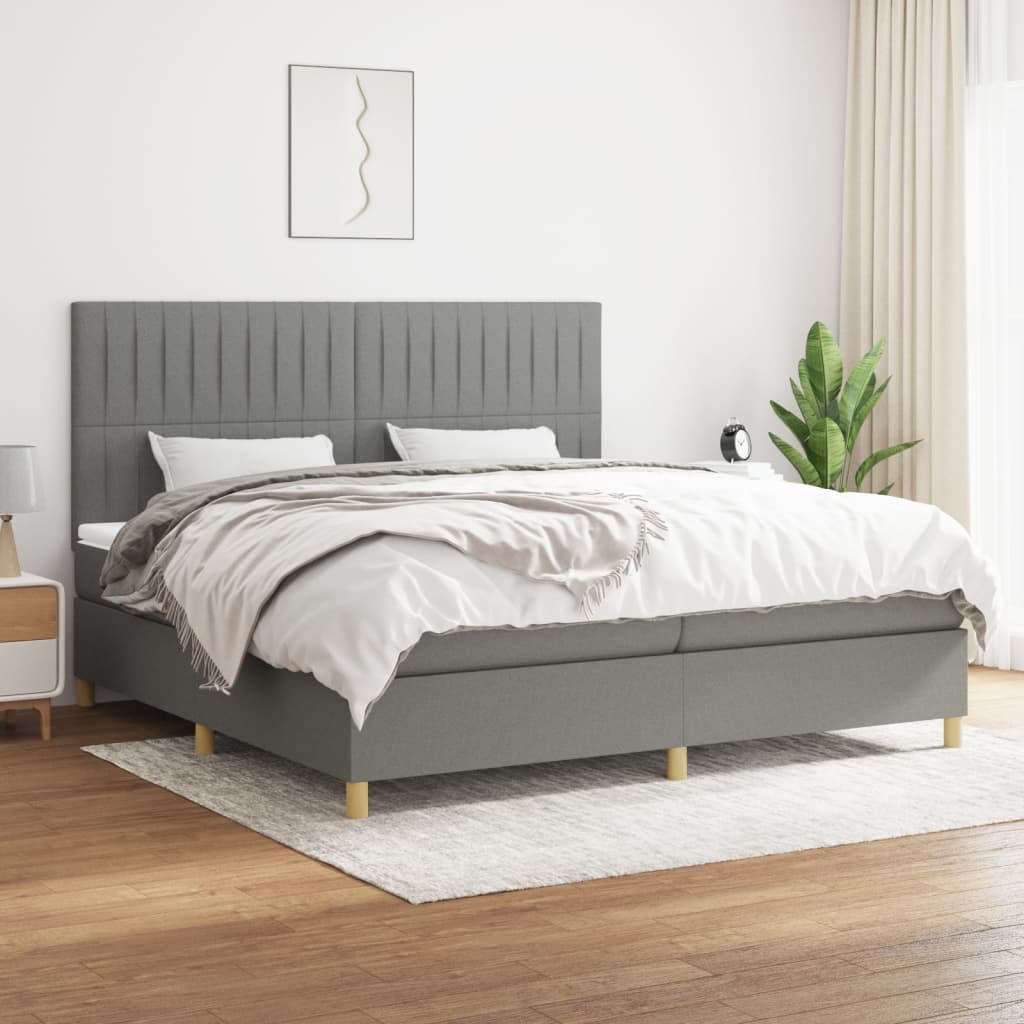 Boxspring met matras stof donkergrijs 200x200 cm is nu te koop bij PeponiXL, paradijselijk wonen!
