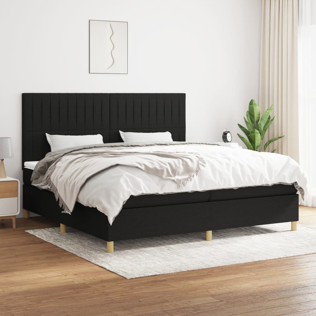 Boxspring met matras stof zwart 200x200 cm is nu te koop bij PeponiXL, paradijselijk wonen!