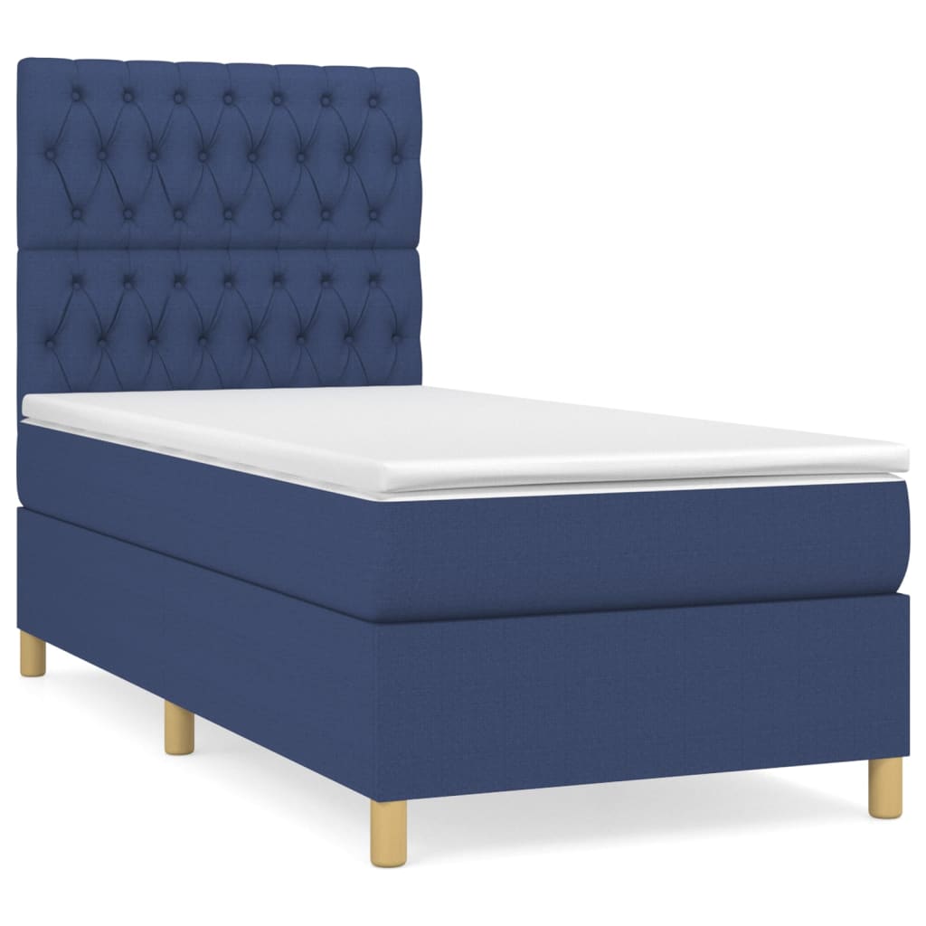 Boxspring met matras stof blauw 90x190 cm is nu te koop bij PeponiXL, paradijselijk wonen!