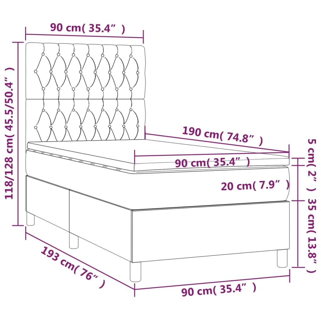 Boxspring met matras stof blauw 90x190 cm is nu te koop bij PeponiXL, paradijselijk wonen!